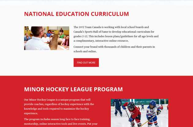 Team Canada 1972 events and programs page
